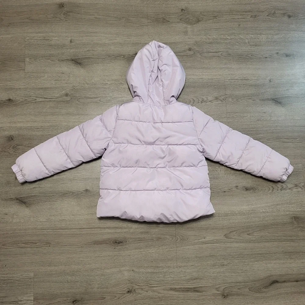 Kids Swiss Tech Puffer Jacket Light Lavender Hooded Zip Up Girls sz‎ M 7-8 Years